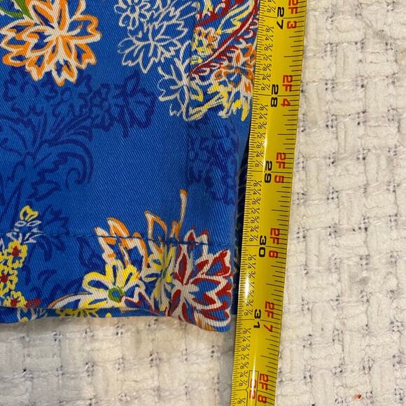 Houston White for Target Blue Floral Wide Leg Chino Pants Size Large 98% Cotton - Picture 12 of 12